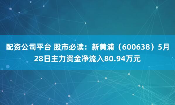 配资公司平台 股市必读：新黄浦（600638）5月28日主力资金净流入80.94万元